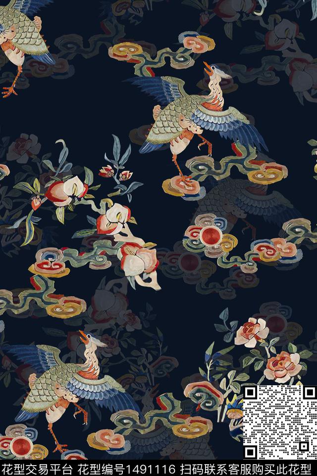 香云纱真丝中国风数码印花华亿平台下载（图片编号: 1491116） - 瓦栏（Walan）