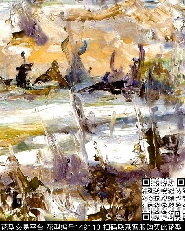 手绘笔触感刷痕数码印花华亿平台下载（图片编号: 149113） - 瓦栏（Walan）