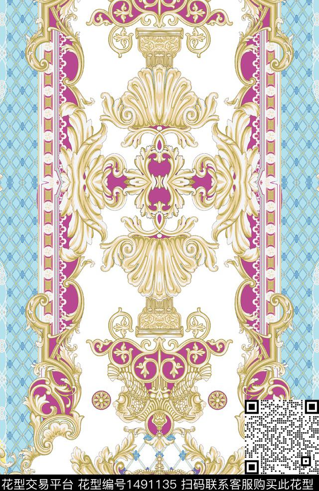 哥特卷草奢华传统印花华亿平台下载（图片编号: 1491135） - 瓦栏（Walan）