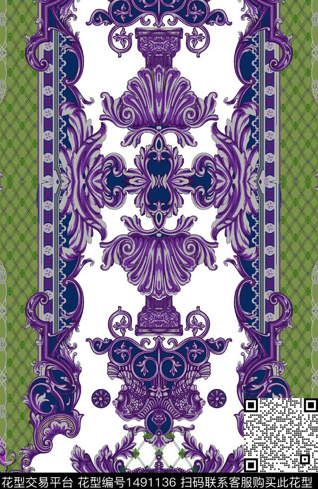 哥特卷草奢华传统印花华亿平台下载（图片编号: 1491136） - 瓦栏（Walan）