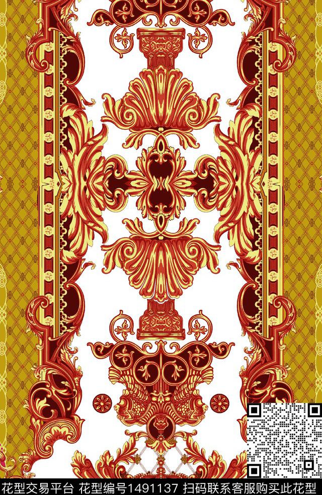 哥特卷草奢华传统印花华亿平台下载（图片编号: 1491137） - 瓦栏（Walan）