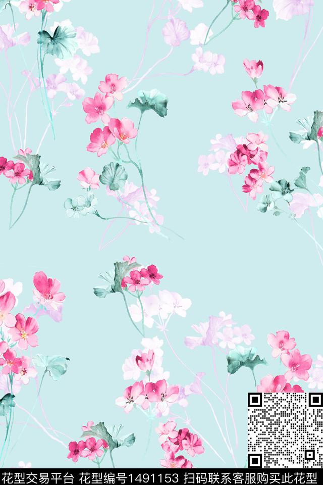 清爽底花卉花卉小清新数码印花华亿平台下载（图片编号: 1491153） - 瓦栏（Walan）