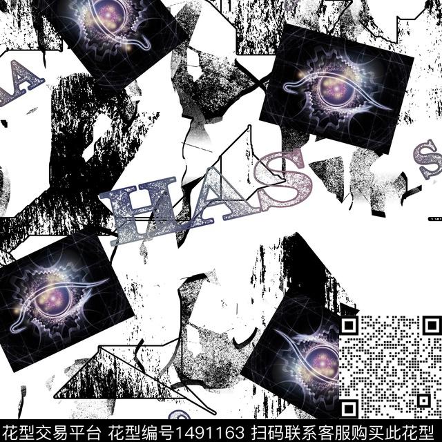 趋势华亿平台字母抽象男装数码印花华亿平台下载（图片编号: 1491163） - 瓦栏（Walan）