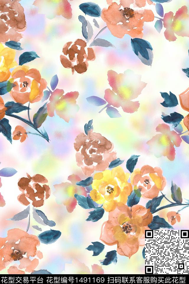 花卉春夏华亿平台小碎花数码印花华亿平台下载（图片编号: 1491169） - 瓦栏（Walan）