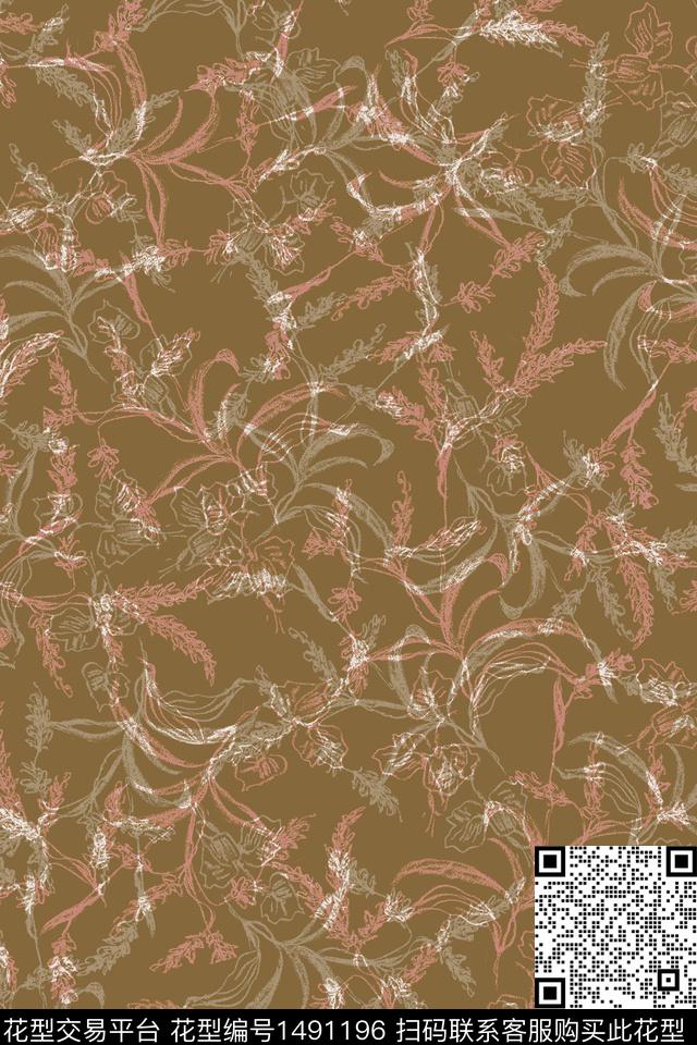 绿植树叶花卉大牌风数码印花华亿平台下载（图片编号: 1491196） - 瓦栏（Walan）