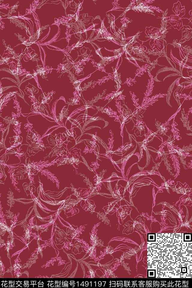 绿植树叶花卉大牌风数码印花华亿平台下载（图片编号: 1491197） - 瓦栏（Walan）