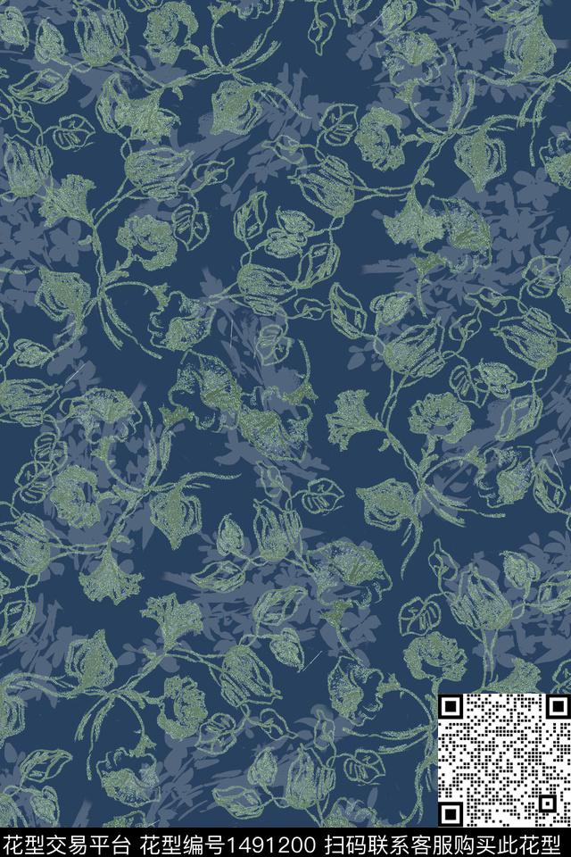 绿植树叶花卉大牌风数码印花华亿平台下载（图片编号: 1491200） - 瓦栏（Walan）