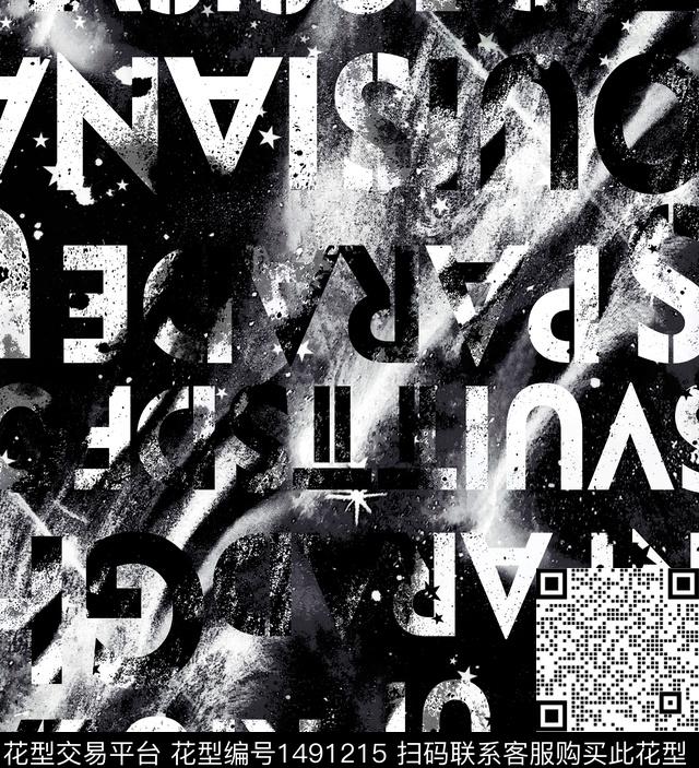 几何格子字母数码印花华亿平台下载（图片编号: 1491215） - 瓦栏（Walan）