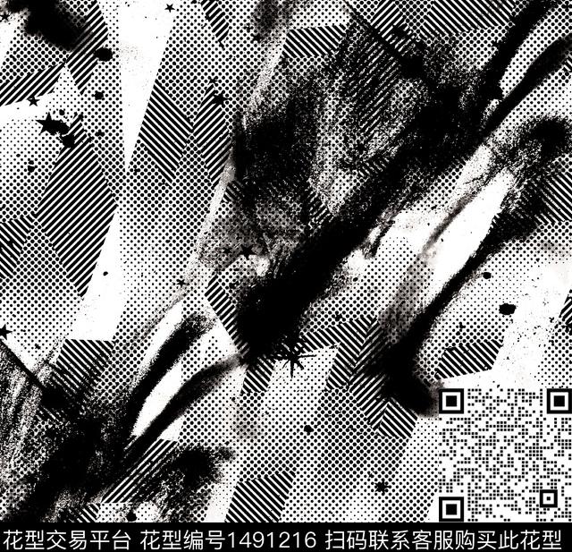 几何格子字母数码印花华亿平台下载（图片编号: 1491216） - 瓦栏（Walan）