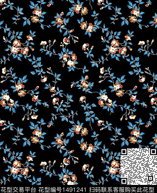 绿植树叶清爽底花卉花卉数码印花华亿平台下载（图片编号: 1491241） - 瓦栏（Walan）