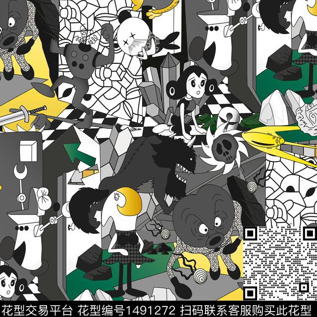 卡通人物趣味搞怪数码印花华亿平台下载（图片编号: 1491272） - 瓦栏（Walan）