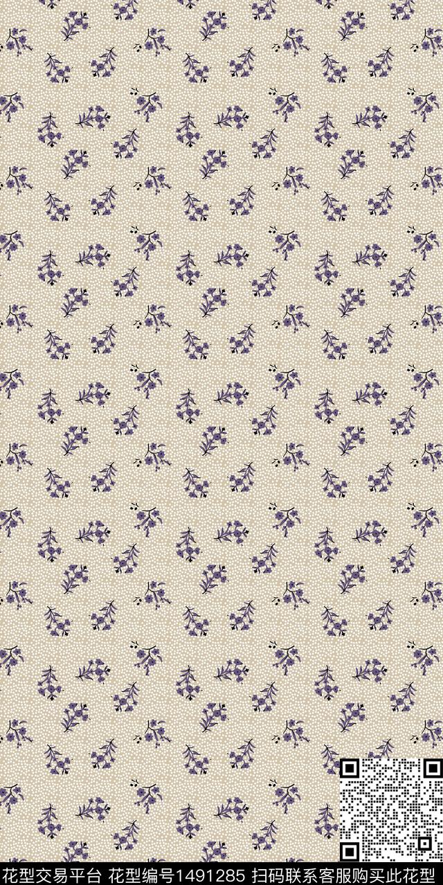 花卉少女小碎花传统印花华亿平台下载（图片编号: 1491285） - 瓦栏（Walan）