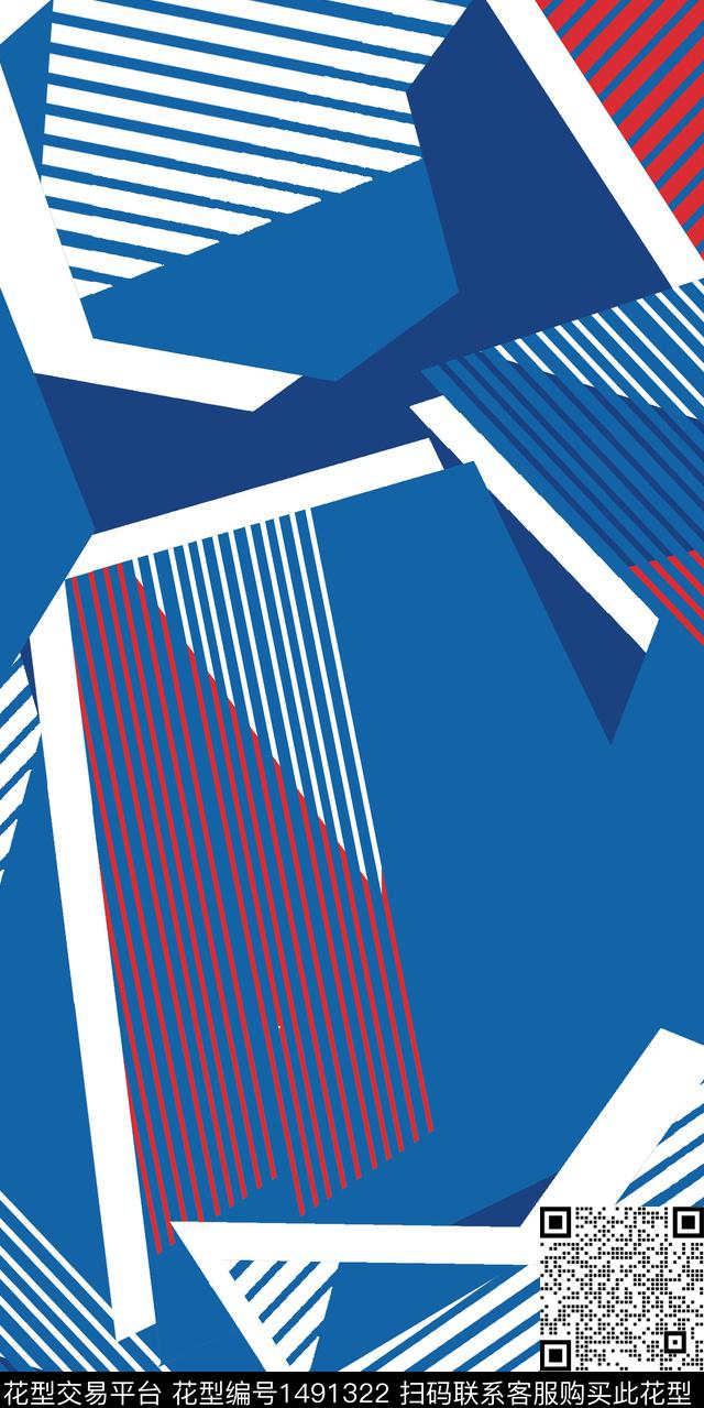 几何线条混合拼接传统印花华亿平台下载（图片编号: 1491322） - 瓦栏（Walan）