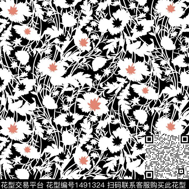 植物水彩花卉满版散花数码印花华亿平台下载（图片编号: 1491324） - 瓦栏（Walan）