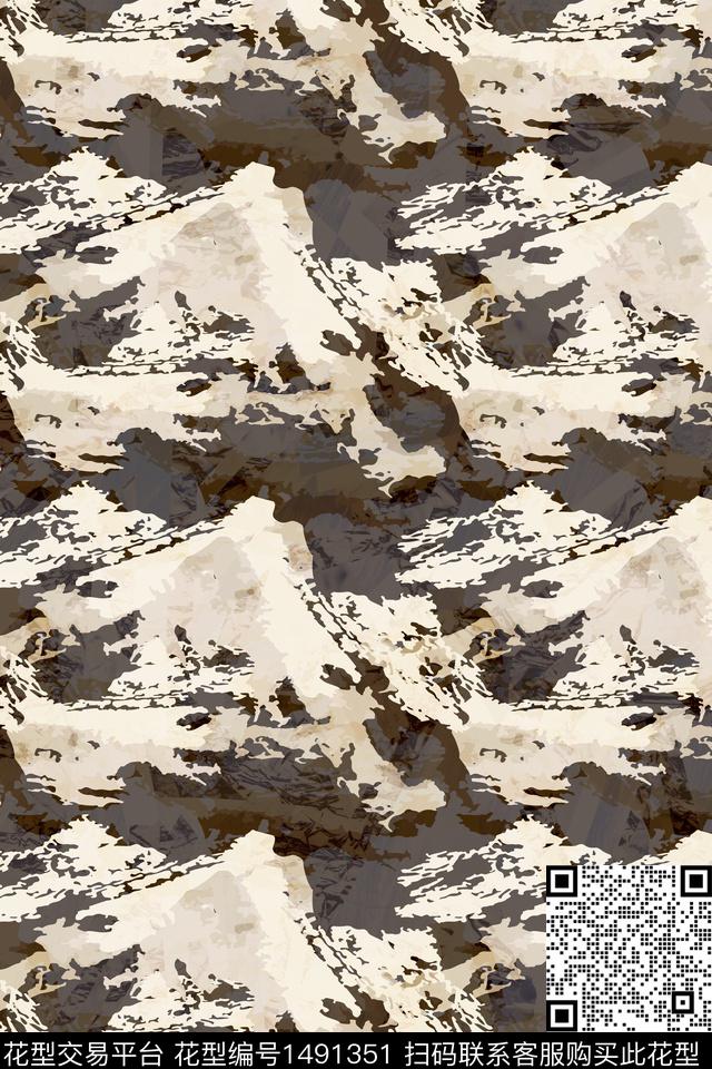 肌理男装抽象数码印花华亿平台下载（图片编号: 1491351） - 瓦栏（Walan）