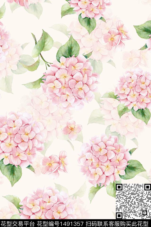 花卉小清新真丝数码印花华亿平台下载（图片编号: 1491357） - 瓦栏（Walan）