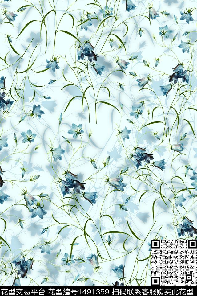 时尚花卉真丝数码印花华亿平台下载（图片编号: 1491359） - 瓦栏（Walan）