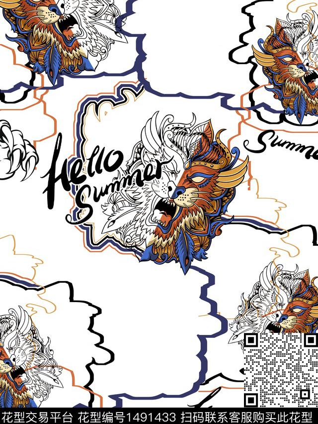 字母文字动物数码印花华亿平台下载（图片编号: 1491433） - 瓦栏（Walan）