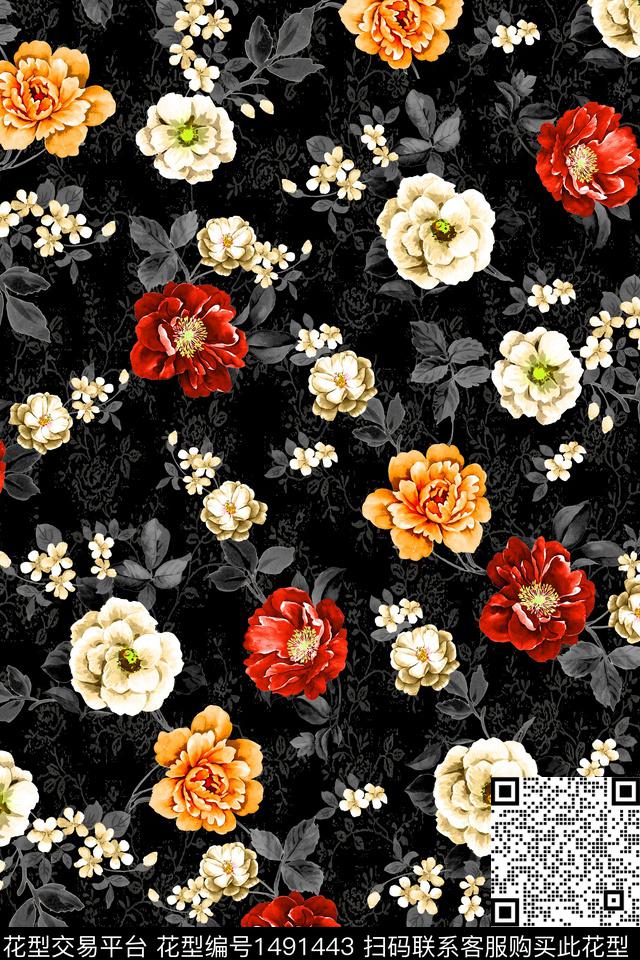 绿植树叶清爽底花卉花卉数码印花华亿平台下载（图片编号: 1491443） - 瓦栏（Walan）