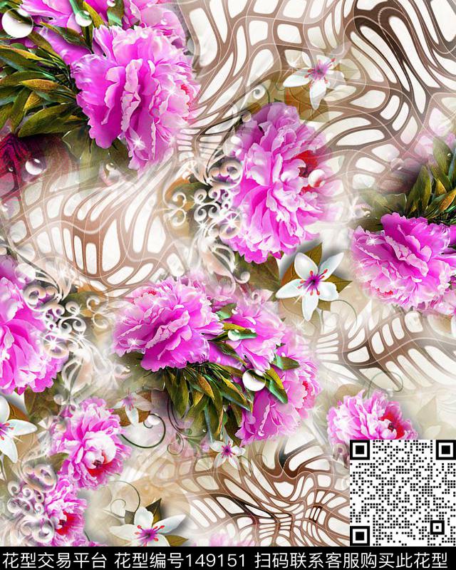 摄影写实照片花卉曲面数码印花华亿平台下载（图片编号: 149151） - 瓦栏（Walan）