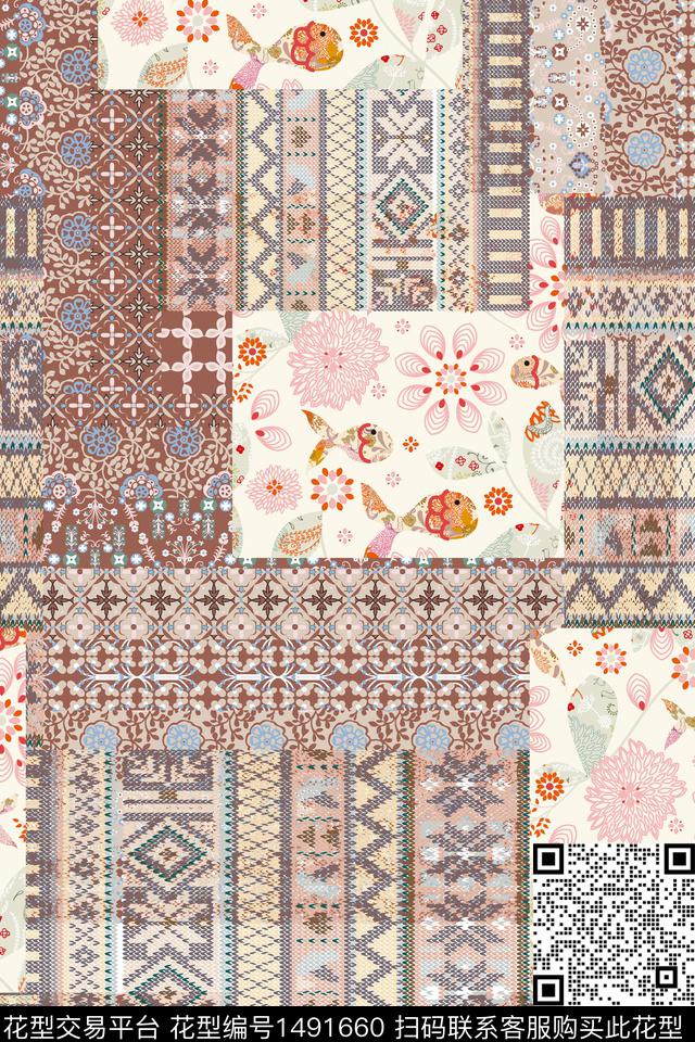 佩斯利小清新真丝数码印花华亿平台下载（图片编号: 1491660） - 瓦栏（Walan）