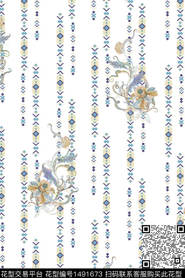 民族风佩斯利小清新数码印花华亿平台下载（图片编号: 1491673） - 瓦栏（Walan）