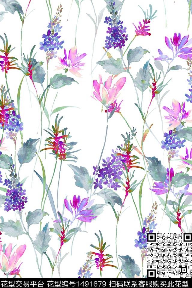 清爽底花卉花卉小清新数码印花华亿平台下载（图片编号: 1491679） - 瓦栏（Walan）