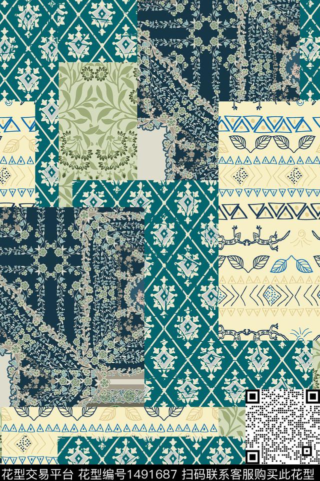 民族风大牌风小清新数码印花华亿平台下载（图片编号: 1491687） - 瓦栏（Walan）