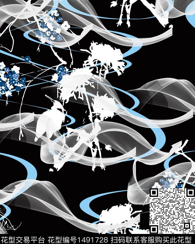 几何定位花扎染华亿平台数码印花华亿平台下载（图片编号: 1491728） - 瓦栏（Walan）