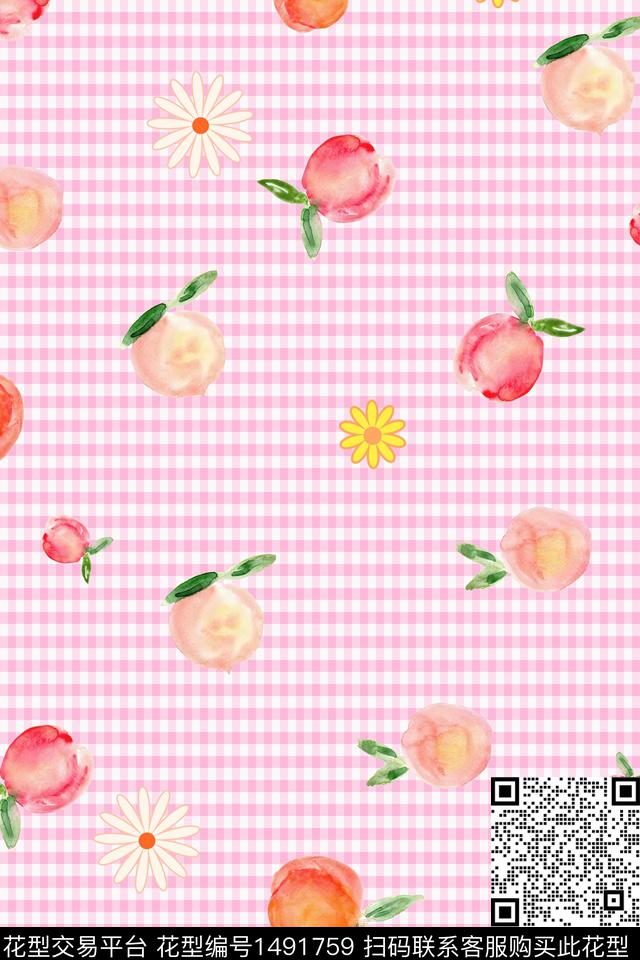 格子小清新真丝数码印花华亿平台下载（图片编号: 1491759） - 瓦栏（Walan）