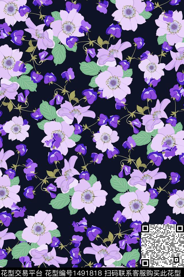 女装花卉大牌风数码印花华亿平台下载（图片编号: 1491818） - 瓦栏（Walan）