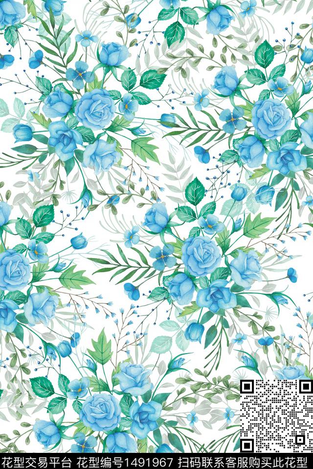 女装花卉大牌风数码印花华亿平台下载（图片编号: 1491967） - 瓦栏（Walan）