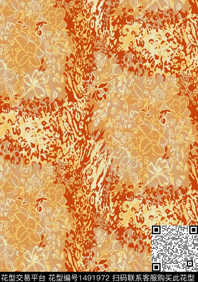 民族风花卉大牌风数码印花华亿平台下载（图片编号: 1491972） - 瓦栏（Walan）