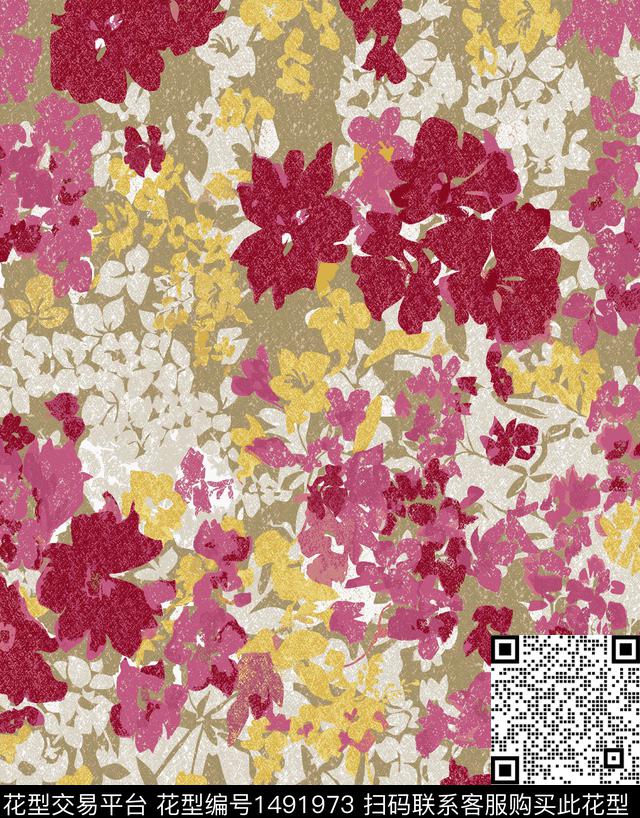 民族风花卉大牌风数码印花华亿平台下载（图片编号: 1491973） - 瓦栏（Walan）