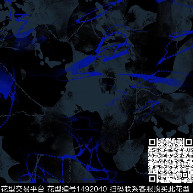 几何抽象男装大牌风数码印花华亿平台下载（图片编号: 1492040） - 瓦栏（Walan）