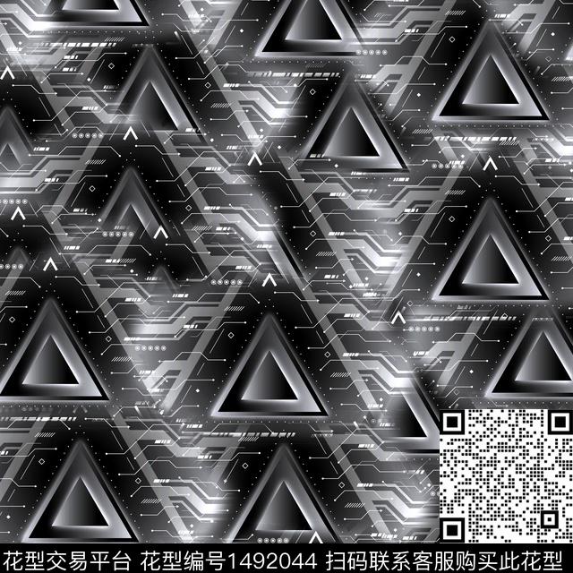 几何抽象男装大牌风数码印花华亿平台下载（图片编号: 1492044） - 瓦栏（Walan）