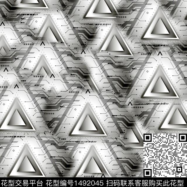 几何抽象男装大牌风数码印花华亿平台下载（图片编号: 1492045） - 瓦栏（Walan）