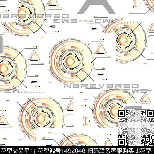 几何抽象男装大牌风数码印花华亿平台下载（图片编号: 1492046） - 瓦栏（Walan）