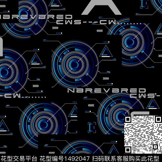 几何抽象男装大牌风数码印花华亿平台下载（图片编号: 1492047） - 瓦栏（Walan）