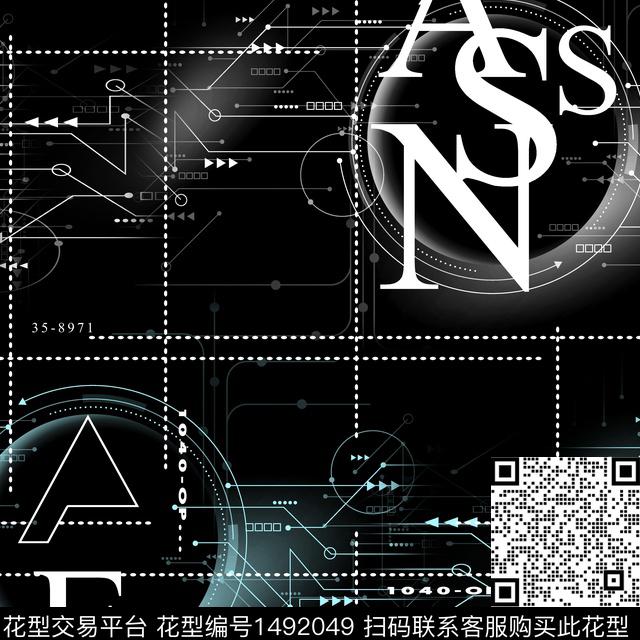 几何线条抽象男装数码印花华亿平台下载（图片编号: 1492049） - 瓦栏（Walan）