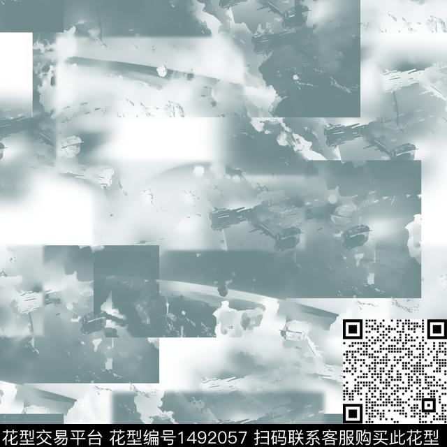 几何抽象男装大牌风数码印花华亿平台下载（图片编号: 1492057） - 瓦栏（Walan）