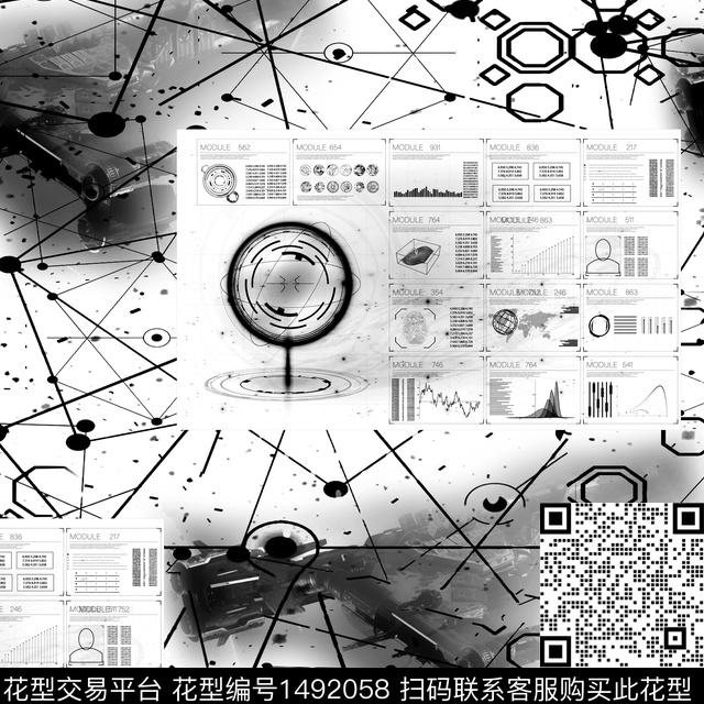 几何抽象男装大牌风数码印花华亿平台下载（图片编号: 1492058） - 瓦栏（Walan）