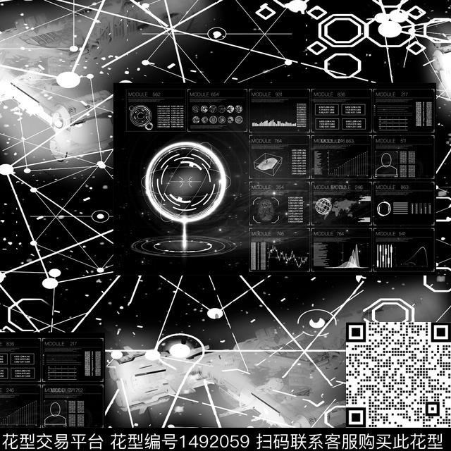 几何抽象男装大牌风数码印花华亿平台下载（图片编号: 1492059） - 瓦栏（Walan）