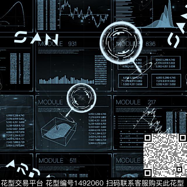 几何字母抽象男装数码印花华亿平台下载（图片编号: 1492060） - 瓦栏（Walan）