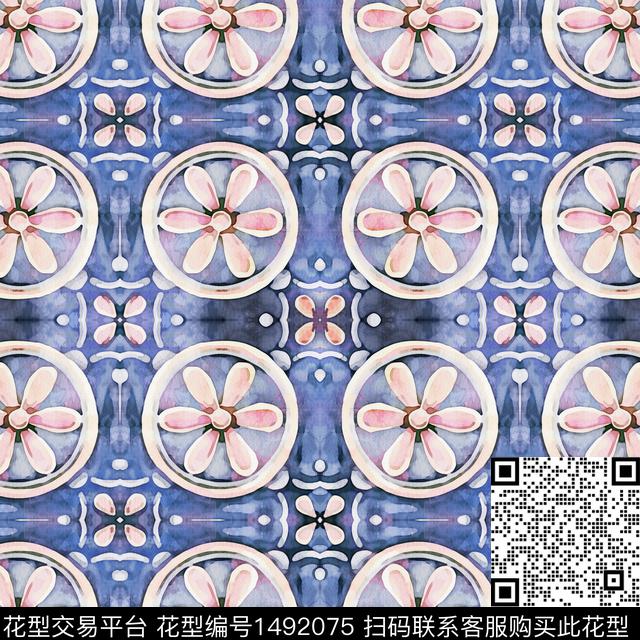 扎染华亿平台民族风大牌风数码印花华亿平台下载（图片编号: 1492075） - 瓦栏（Walan）