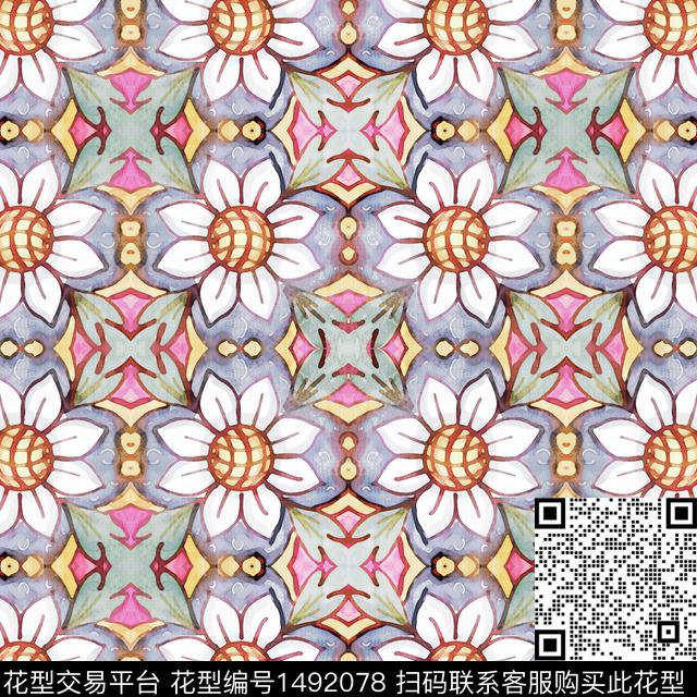 扎染华亿平台民族风大牌风数码印花华亿平台下载（图片编号: 1492078） - 瓦栏（Walan）