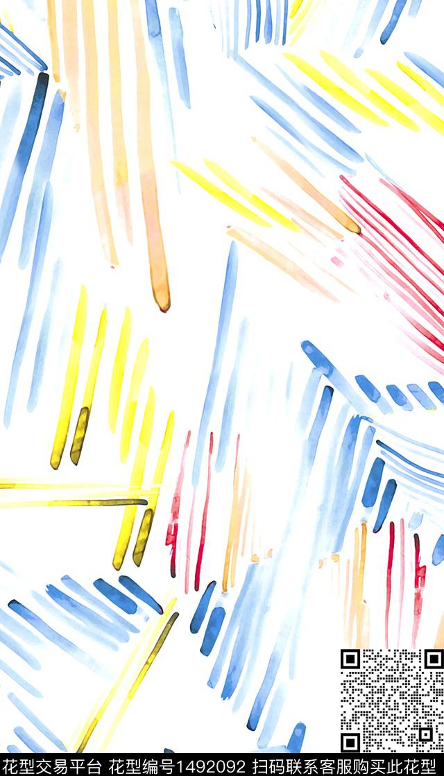 几何线条大牌风数码印花华亿平台下载（图片编号: 1492092） - 瓦栏（Walan）