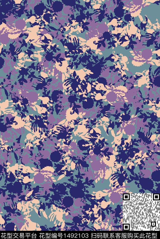 花卉春夏华亿平台大牌风数码印花华亿平台下载（图片编号: 1492103） - 瓦栏（Walan）