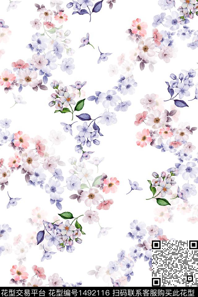 绿植树叶水彩雪纺数码印花华亿平台下载（图片编号: 1492116） - 瓦栏（Walan）