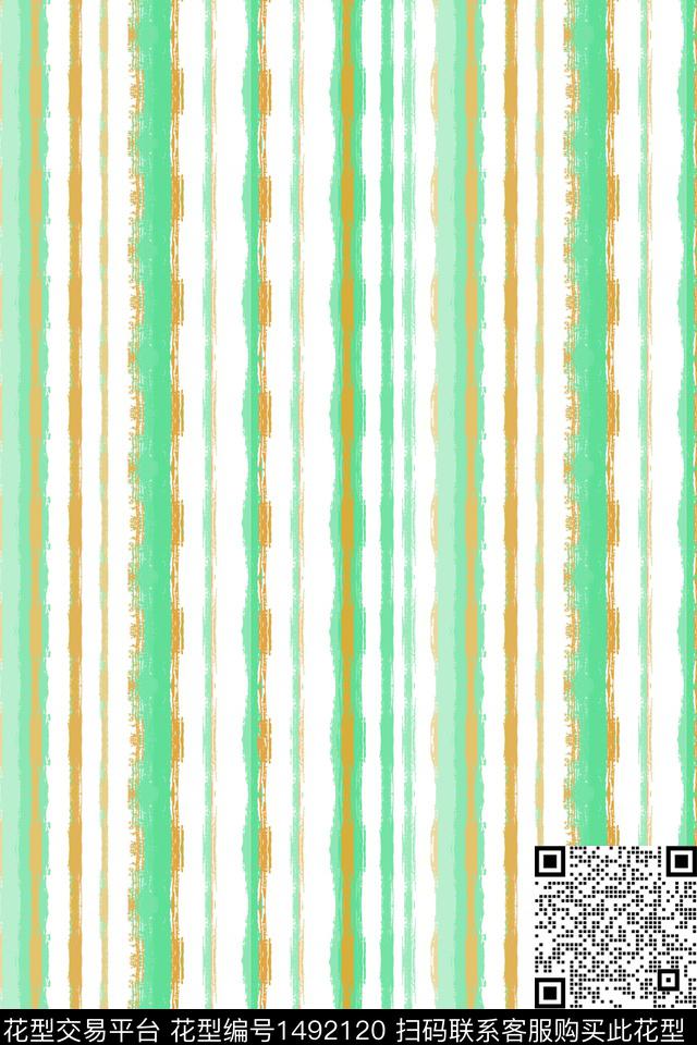 水彩肌理黑白条纹数码印花华亿平台下载（图片编号: 1492120） - 瓦栏（Walan）